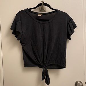 Crop-tie Ruffled T—shirt